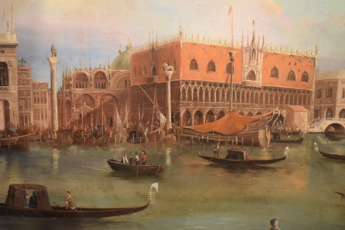 Napoléon III - Venise, Bassin de Saint-Marc  Signé E.M. et daté 1875